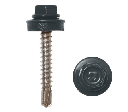 Саморез кровельный RAL7024 4,8х70 дерево 100шт графитовый серый Daxmer