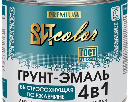 Грунт эмаль по ржавчине 4в1 белая  4кг п/глянец Вит Color@---