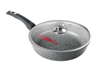 Сковорода ф260 h70 с пласт ручкой с крышкой гранит Горница(45)