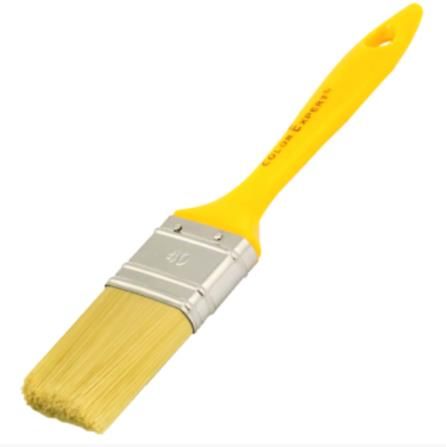 Кисть плоская 40х 9мм пластиковая ручка искуственный ворс желтая Color Expert