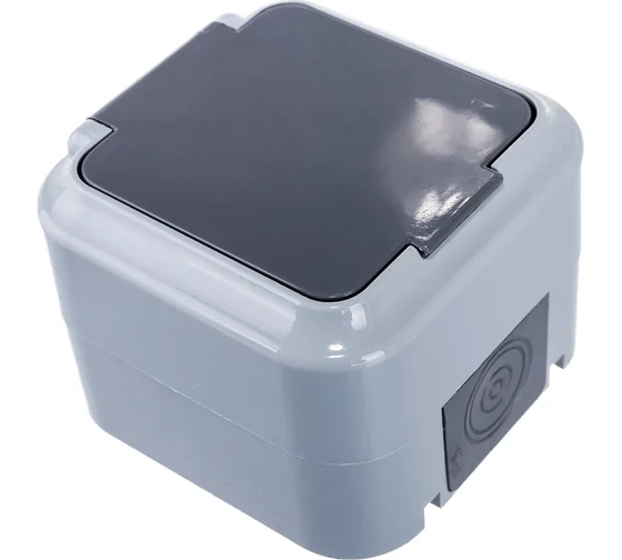 Розетка откр.установки 1-мест с/з с крышкой 16А IP54 серый Пралеска Беларусь