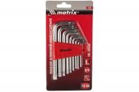 Набор ключей имбусовых Torx T10-Т50  9шт с отверстием короткие Matrix Набор ключей имбусовых Torx T10-Т50  9шт с отверстием короткие Matrix