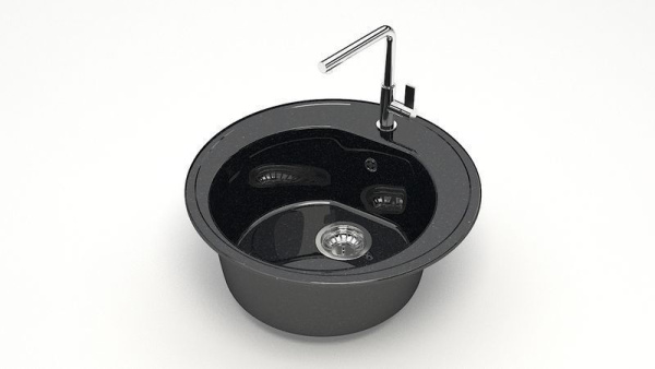 Мойка иск мрамор врезная Черая 510х510х191 черный