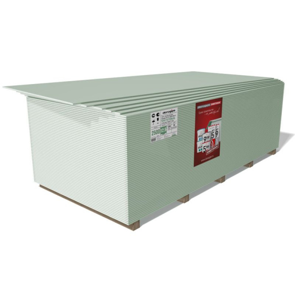 Гипсокартон 12,5мм влагостойкий 1,2х2,5 Danogips Гипсокартон 12,5мм влагостойкий 1,2х2,5 Danogips