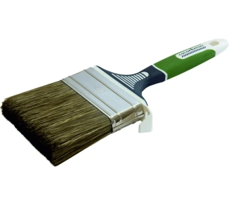 Кисть плоская 80х18мм прорезиненная ручка смешанный ворс зеленая Color Expert Кисть плоская 80х18мм прорезиненная ручка смешанный ворс зеленая Color Expert