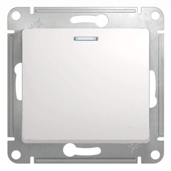 Выключатель механизм 1-кл белый с индикатором белый Glossa