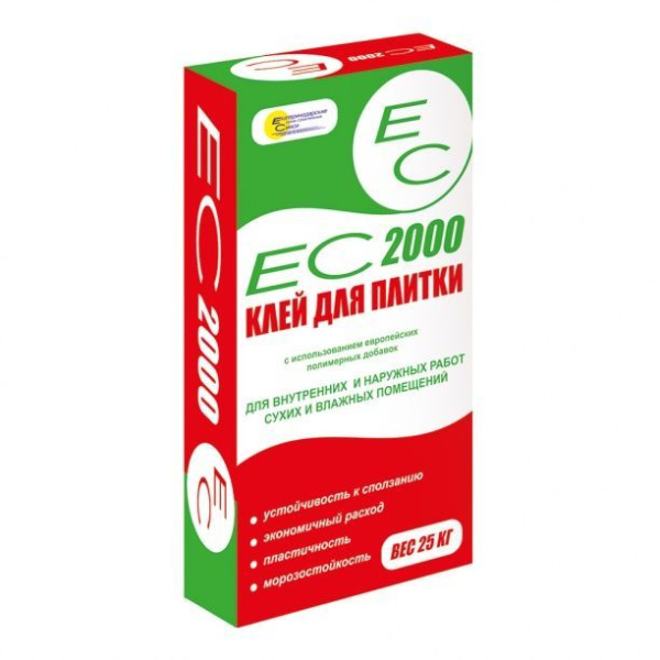 Клей для плитки 25кг 2000 ЕС Клей для плитки 25кг 2000 ЕС