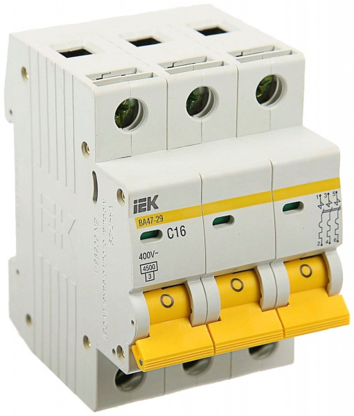 Автомат выключатель  16А 3п ВА 47-29 4,5kA IEK Автомат выключатель  16А 3п ВА 47-29 4,5kA IEK