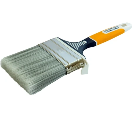 Кисть плоская 80х17мм прорезиненная ручка искуственный ворс желтая Color Expert Кисть плоская 80х17мм прорезиненная ручка искуственный ворс желтая Color Expert