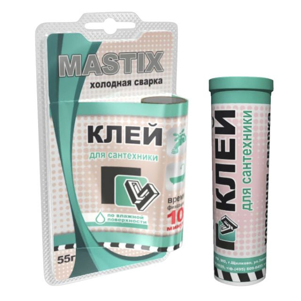 Клей холодная сварка  55г для сантехники Mastix--- Клей холодная сварка  55г для сантехники Mastix---