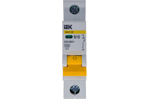 Автомат выключатель  10А 1п ВА 47-29 4,5kA IEK(12) Автомат выключатель  10А 1п ВА 47-29 4,5kA IEK(12)